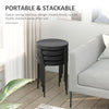 HOMCOM Modern Stacking Stools Set of 4, Backless Round Dining Chairs, Velvet-Touch Upholstered Accent Side Chairs with Metal Legs for Kitchen, Black