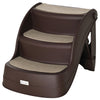 PawHut Portable Pet Stairs Foldable Steps for Small Dogs and Cats 3-Step with Non-slip Treads for Beds Sofas, Brown