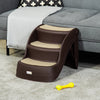 PawHut Portable Pet Stairs Foldable Steps for Small Dogs and Cats 3-Step with Non-slip Treads for Beds Sofas, Brown