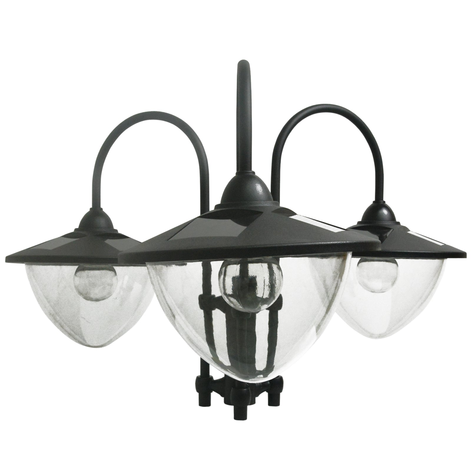 Outsunny 3-head LED Solar Light Lamp Street Light Post with Planter, Solar-powered Lamp Post, Black