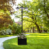 Outsunny 3-head LED Solar Light Lamp Street Light Post with Planter, Solar-powered Lamp Post, Black