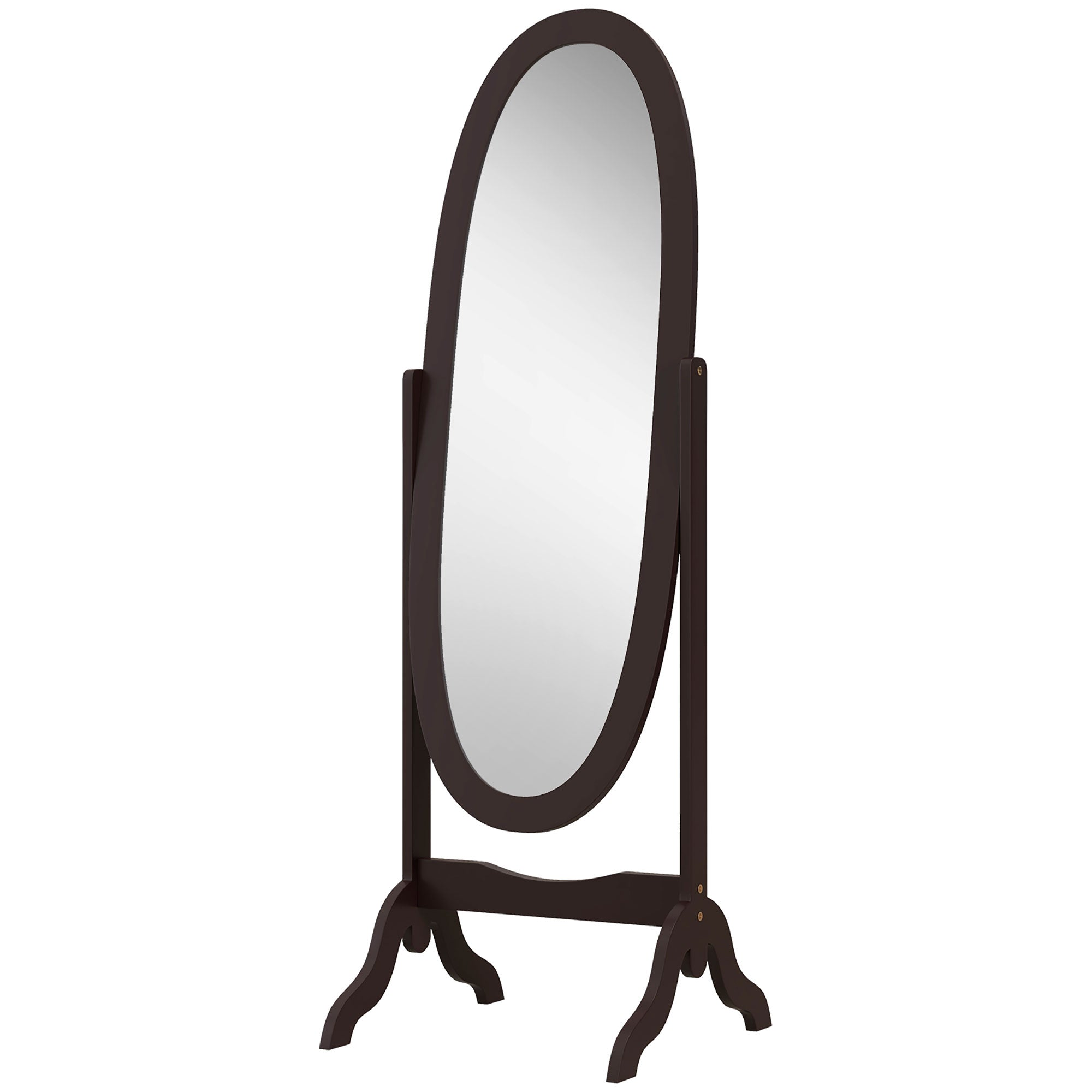 HOMCOM Full Length Mirror, Free Standing Mirror with Oval Frame, Adjustable Angle for Dressing Room, Bedroom, Living Room, Coffee
