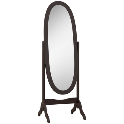 HOMCOM Full Length Mirror, Free Standing Mirror with Oval Frame, Adjustable Angle for Dressing Room, Bedroom, Living Room, Coffee