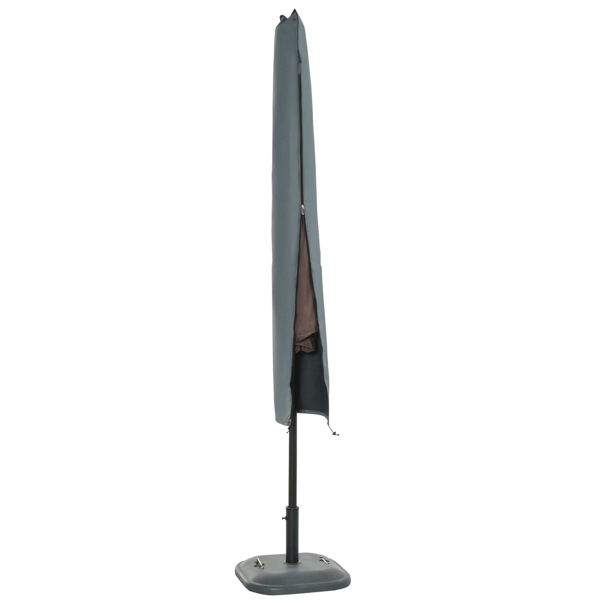 Outsunny Parasol Cover, Cantilever Umbrella Protector with Zipper for Outdoor, Garden, Patio, Grey