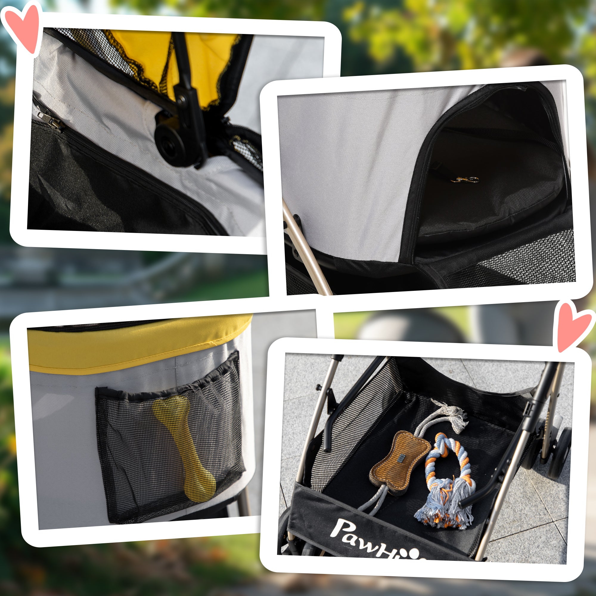 PawHut Dog Pram Dog Stroller 3 in 1 Pet Pushchair Detachable Design with Universal Wheels, Brake for Small Miniature Dogs - Yellow