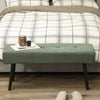 HOMCOM 39" Upholstered Entryway Bedroom Bench, Corduroy Ottoman Bench with Padded Seat and Steel Legs, Modern Tufted End of Bed Bench for Bedroom, Living Room, Hallway, Green