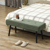 HOMCOM 39" Upholstered Entryway Bedroom Bench, Corduroy Ottoman Bench with Padded Seat and Steel Legs, Modern Tufted End of Bed Bench for Bedroom, Living Room, Hallway, Green