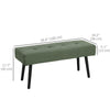 HOMCOM 39" Upholstered Entryway Bedroom Bench, Corduroy Ottoman Bench with Padded Seat and Steel Legs, Modern Tufted End of Bed Bench for Bedroom, Living Room, Hallway, Green