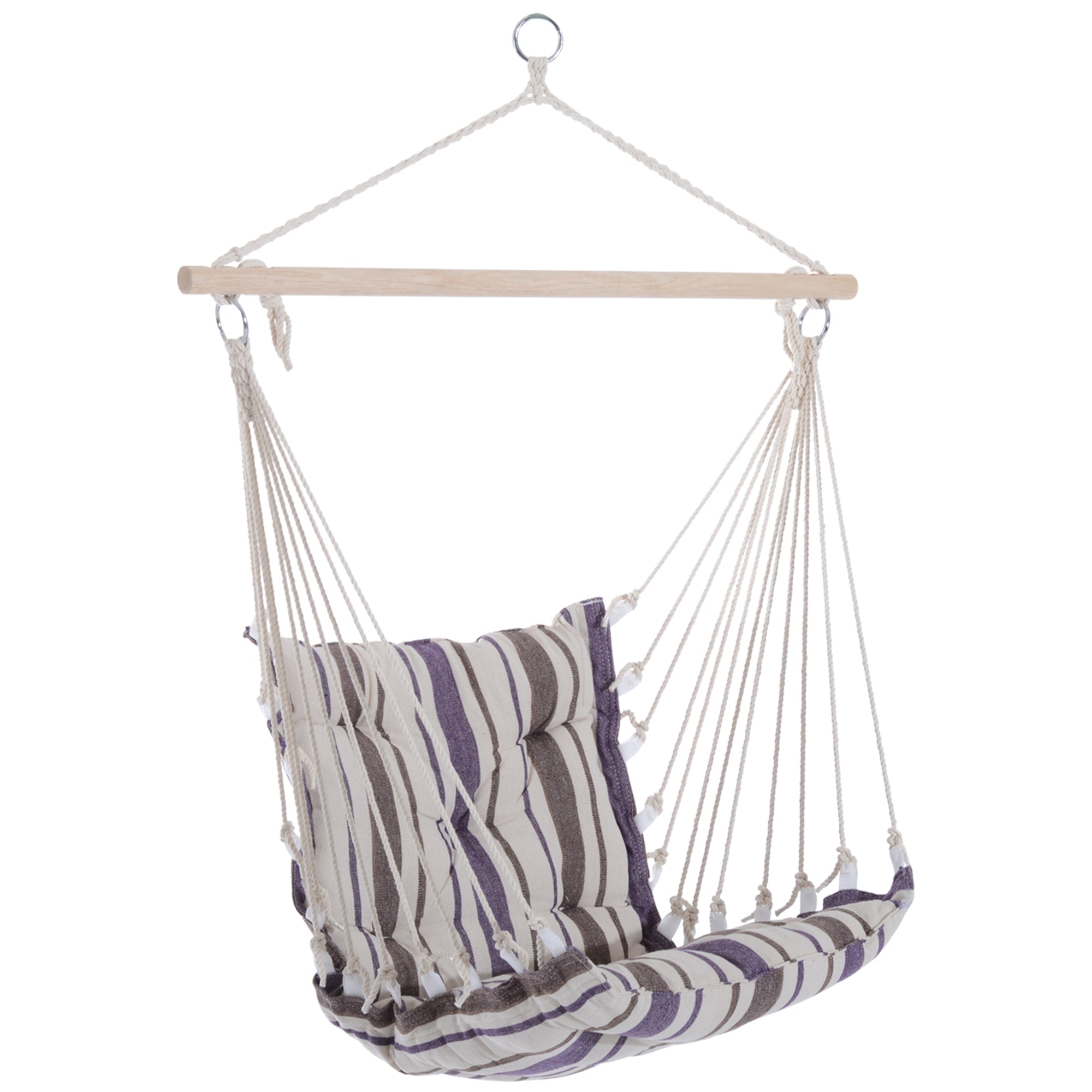 Outsunny Portable Hanging Woven Hammock Seat Rope Swing Chair Sleeping Bed for Outdoor Garden Yard Camping Brown