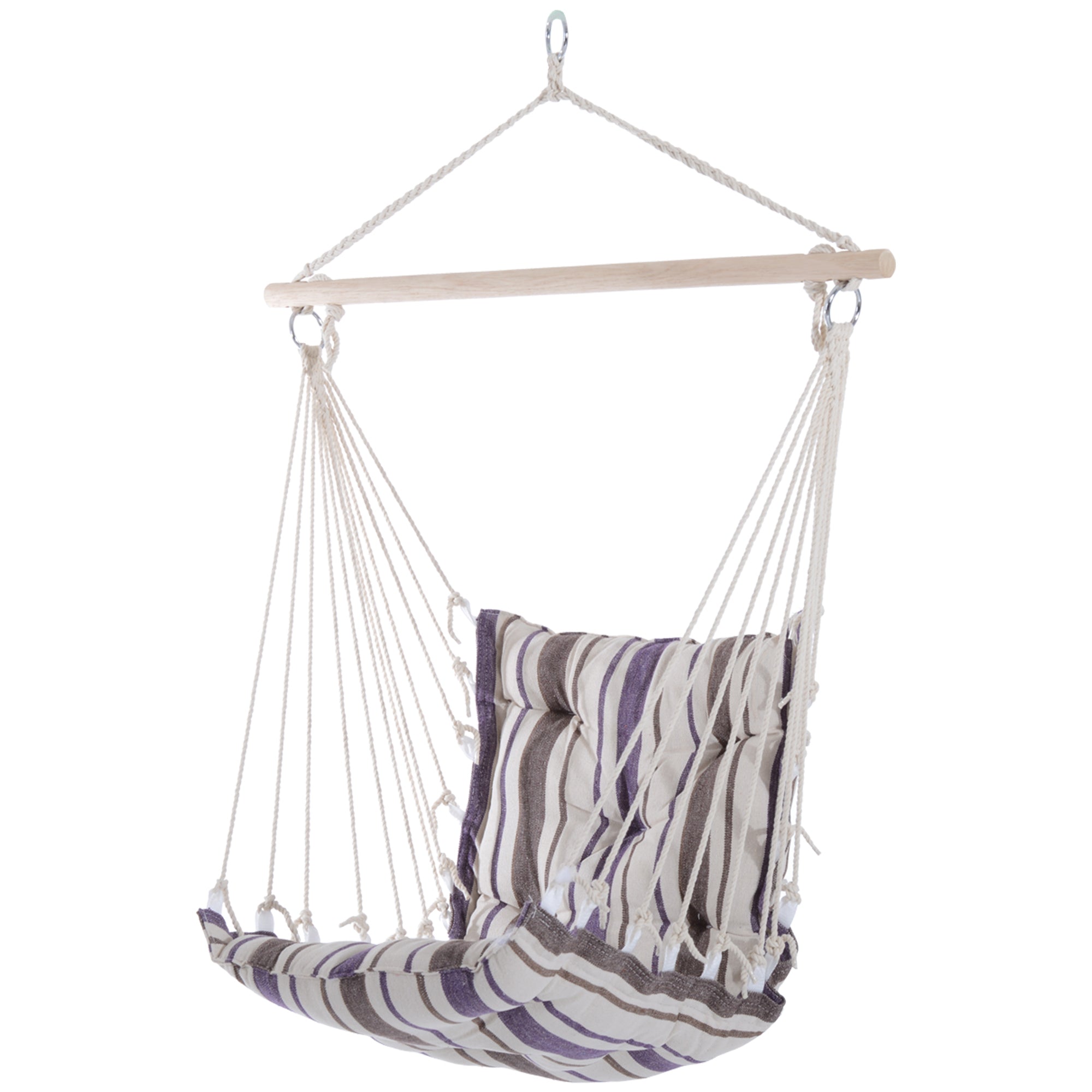 Outsunny Portable Hanging Woven Hammock Seat Rope Swing Chair Sleeping Bed for Outdoor Garden Yard Camping Brown