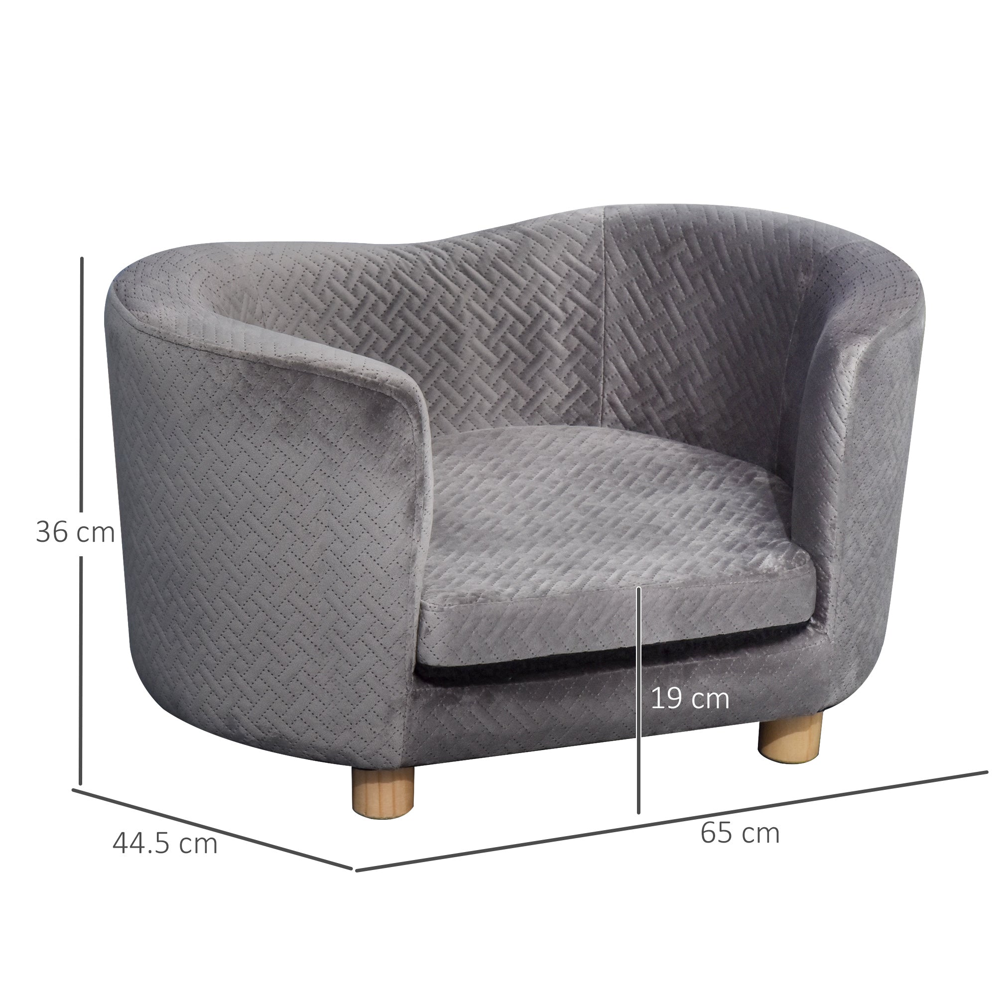 PawHut Dog Sofa, Luxury Tub Shaped Pet Couch, Cat Kitten Bed with Removable Cushion, Wood Frame, High Back for Small Sized Dogs