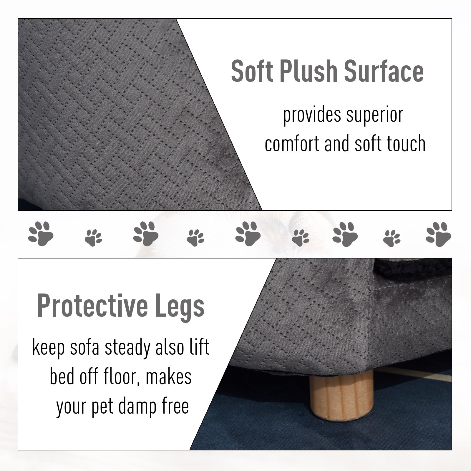 PawHut Dog Sofa, Luxury Tub Shaped Pet Couch, Cat Kitten Bed with Removable Cushion, Wood Frame, High Back for Small Sized Dogs