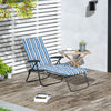 Outsunny Folding Lounge Chair, Reclining Tanning Chair, Sun Lounger with 6-Position Adjustable Back, Padded Cushion for Patio, Garden, Beach, Pool, Blue and White
