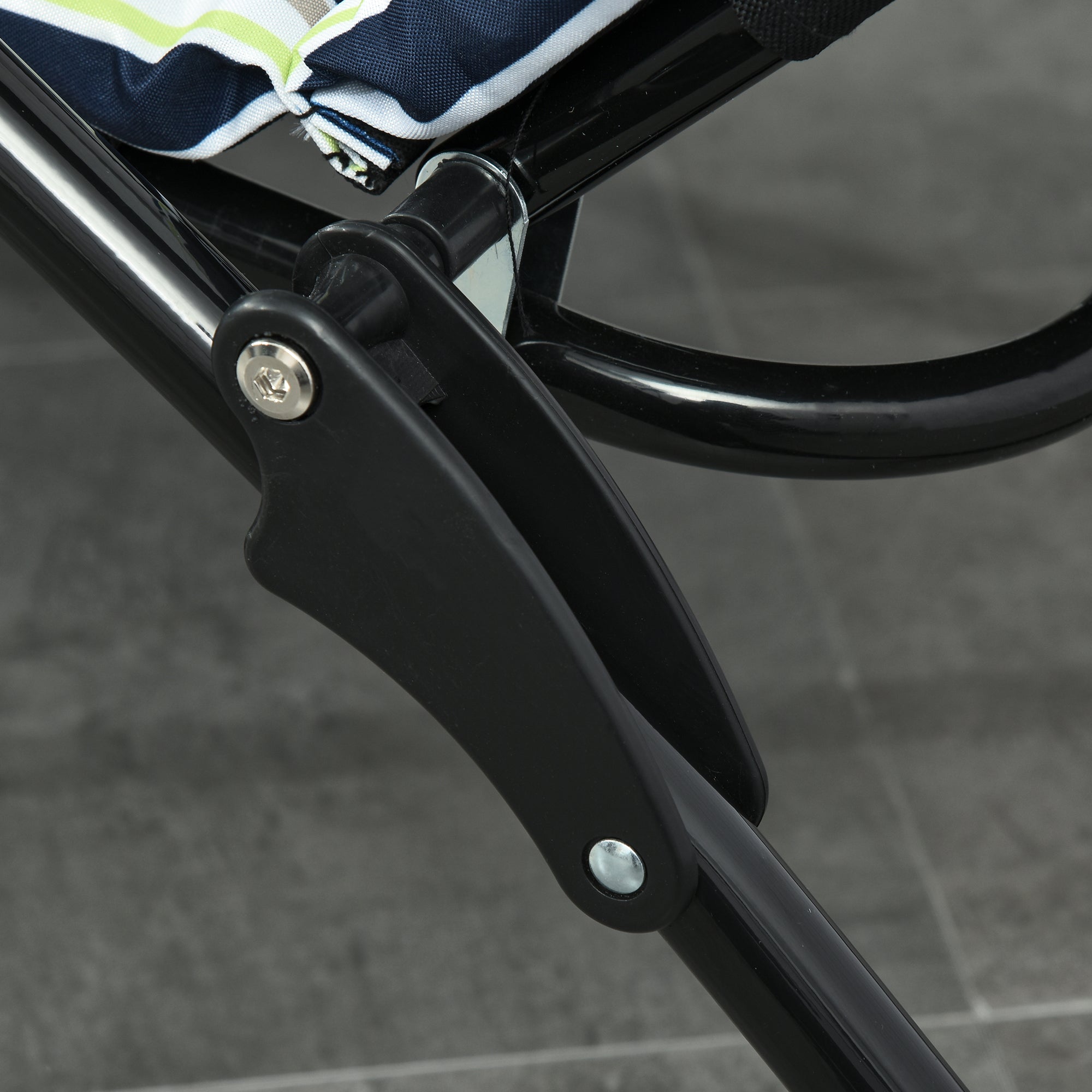 Outsunny Folding Lounge Chair, Reclining Tanning Chair, Sun Lounger with 6-Position Adjustable Back, Padded Cushion for Patio, Garden, Beach, Pool, Blue and White