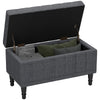 HOMCOM Storage Ottoman, Linen Fabric End of Bed Bench with Soft Close Lid, Button Tufted Storage Bench for Living Room, Entryway or Bedroom, 31.5" x 15.7" x 18.9", Grey