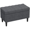 HOMCOM Storage Ottoman, Linen Fabric End of Bed Bench with Soft Close Lid, Button Tufted Storage Bench for Living Room, Entryway or Bedroom, 31.5" x 15.7" x 18.9", Grey