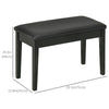 HOMCOM Classic Piano Bench Stool, PU Leather Padded Keyboard Seat with Rubber Wood Legs and Music Storage Compartment, Smooth Seat, Black