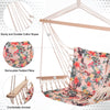 Outsunny Patio Hammock Chair, Portable Hanging Cotton Rope Hammock Swing Chair Sleeping Bed Seat with Armrest for Outdoor Garden Yard Camping Multicolor