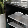 HOMCOM Modern Kitchen Sideboard, Stackable Storage Cabinet, Sliding Glass Door Console, Cupboard Serving Buffet, Black