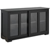 HOMCOM Modern Kitchen Sideboard, Stackable Storage Cabinet, Sliding Glass Door Console, Cupboard Serving Buffet, Black
