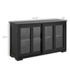 HOMCOM Modern Kitchen Sideboard, Stackable Storage Cabinet, Sliding Glass Door Console, Cupboard Serving Buffet, Black
