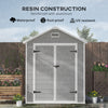 Outsunny 6' x 5' Outdoor Storage Shed, Plastic Garden Shed with Floor, Window, Lockable Doors and Vents, Wood Effect Resin Tool Shed for Backyard, Patio, Lawn, Dark Grey