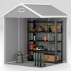 Outsunny 6' x 5' Outdoor Storage Shed, Plastic Garden Shed with Floor, Window, Lockable Doors and Vents, Wood Effect Resin Tool Shed for Backyard, Patio, Lawn, Dark Grey