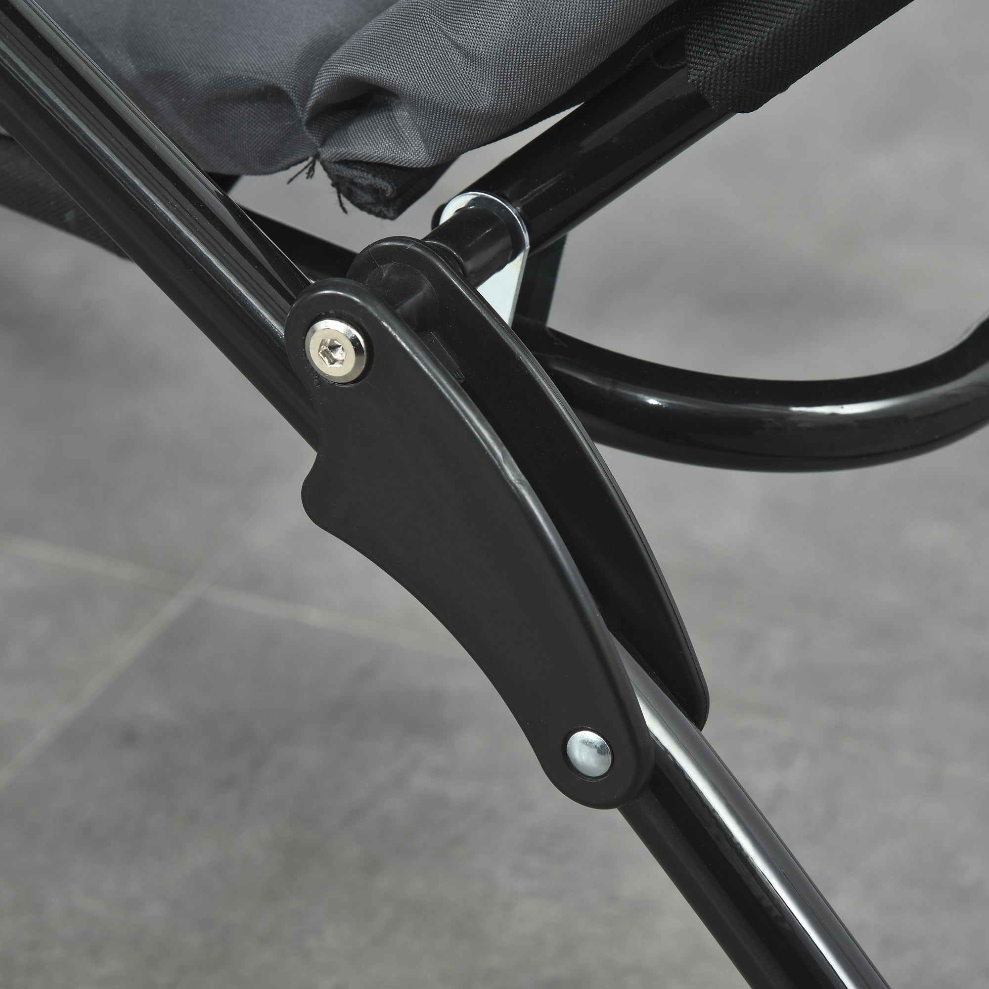 Outsunny Folding Lounge Chair, Reclining Tanning Chair, Sun Lounger with 6-Position Adjustable Back, Padded Cushion for Patio, Garden, Beach, Pool, Grey