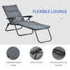 Outsunny Folding Lounge Chair, Reclining Tanning Chair, Sun Lounger with 6-Position Adjustable Back, Padded Cushion for Patio, Garden, Beach, Pool, Grey