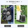 PawHut 2-IN-1 Pet Luggage Box Backpack Carrier Cats Dogs w/ Handle, Rolling Wheel Grey
