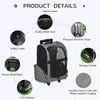 PawHut 2-IN-1 Pet Luggage Box Backpack Carrier Cats Dogs w/ Handle, Rolling Wheel Grey