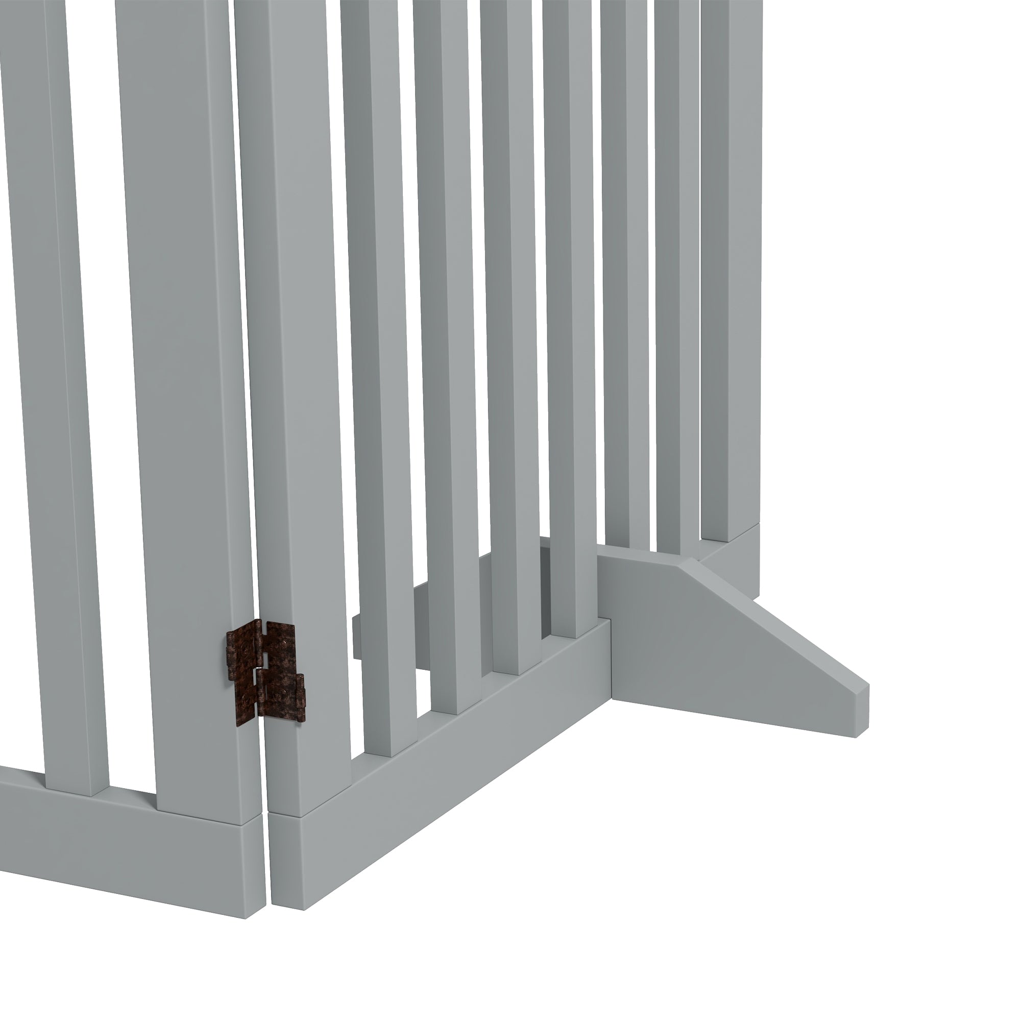 PawHut Freestanding Pet Gate 4 Panel Dog Barrier Folding Safety Fence with Support Feet up to 80.25" Long 29.5" Tall for Doorway Stairs Black Light Grey