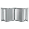 PawHut Freestanding Pet Gate 4 Panel Dog Barrier Folding Safety Fence with Support Feet up to 80.25" Long 29.5" Tall for Doorway Stairs Black Light Grey