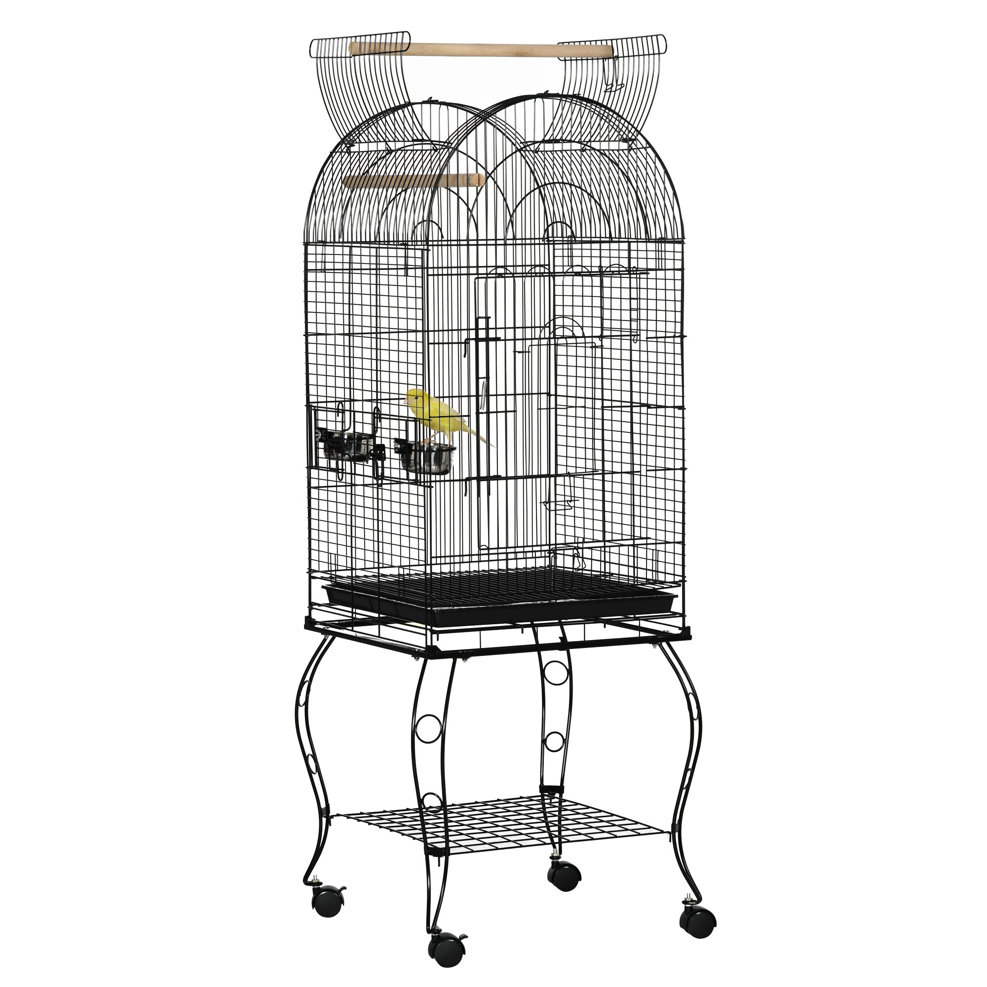 PawHut Bird Cage Budgie Cage Large Aviary for Parrot Finch Cockatiel with Stand, Shelf, Top Access