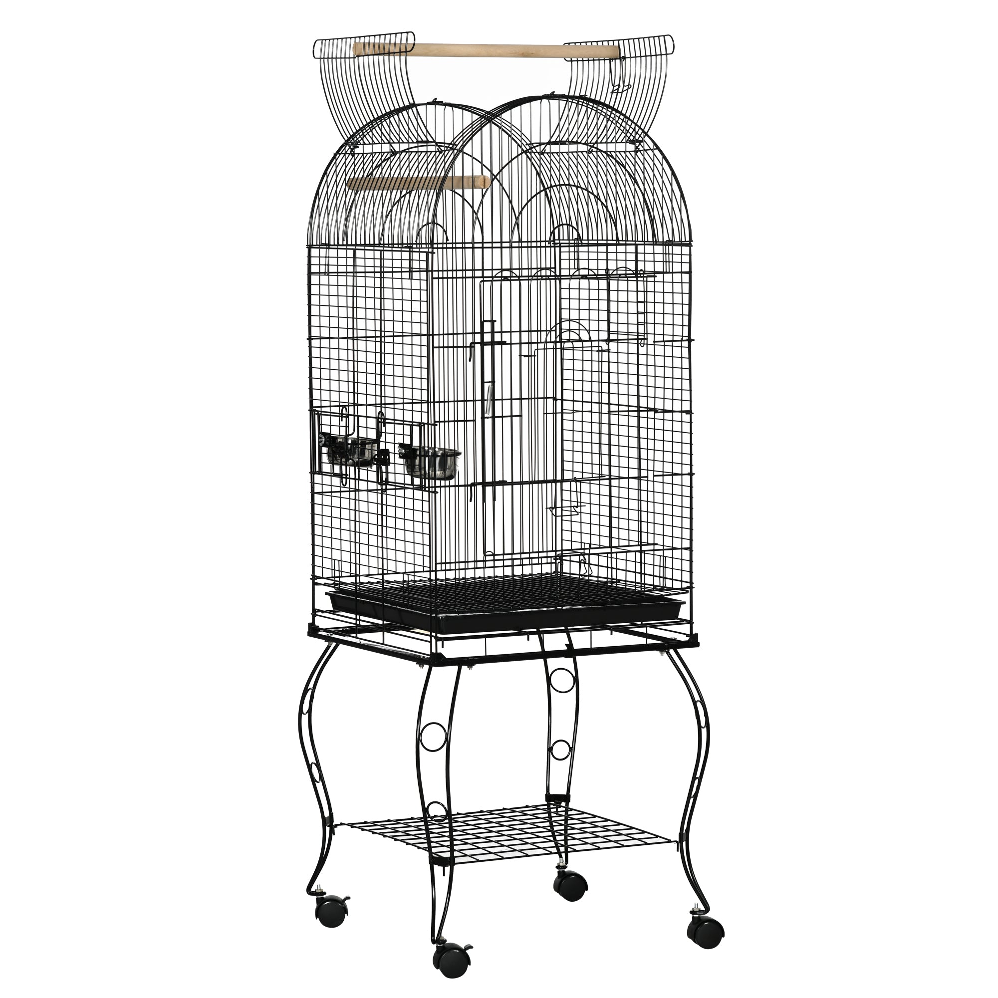 PawHut Bird Cage Budgie Cage Large Aviary for Parrot Finch Cockatiel with Stand, Shelf, Top Access