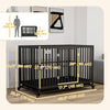 PawHut Heavy Duty Steel Dog Crate Kennel Pet Cage with Wheels for Portability and a Door for Convenient Access Anti-Pinching Floor, 49.2"L x 29.5"W x 34.6"H, Black