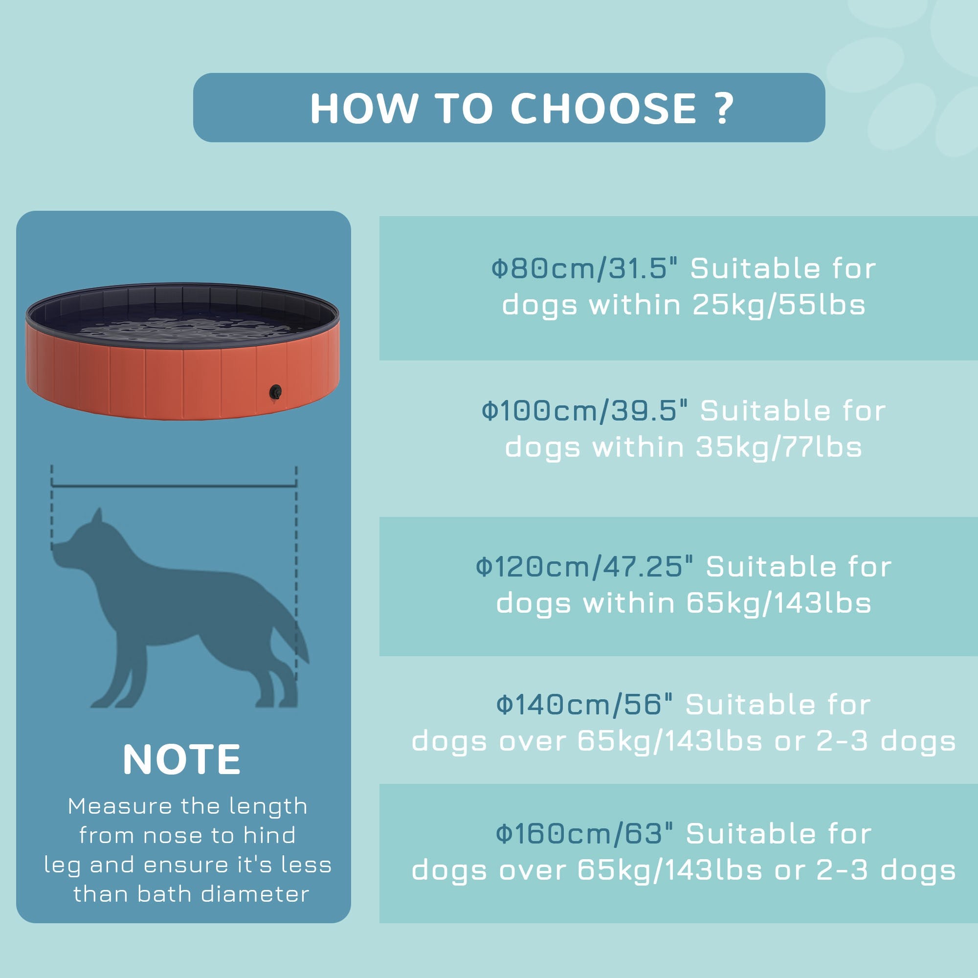 PawHut Foldable Dog Paddling Pool Pet Cat Swimming Pool Indoor/ Outdoor Collapsible Summer Bathing Tub Shower Tub Puppy Washer, Φ 140 x 30H cm, Red