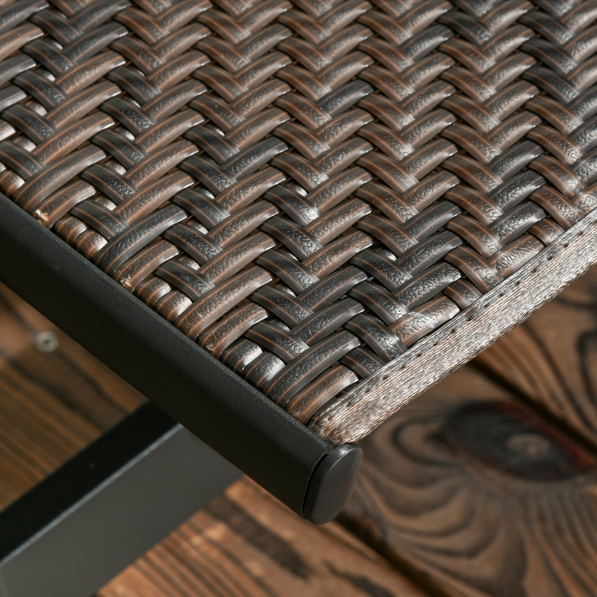 Outsunny Patio Lounger Chair, Outdoor Steel Frame PE Rattan Wicker Sun Lounger w/ 5-Position Backrest and Wheels for Sun Room, Garden, Poolside, Brown