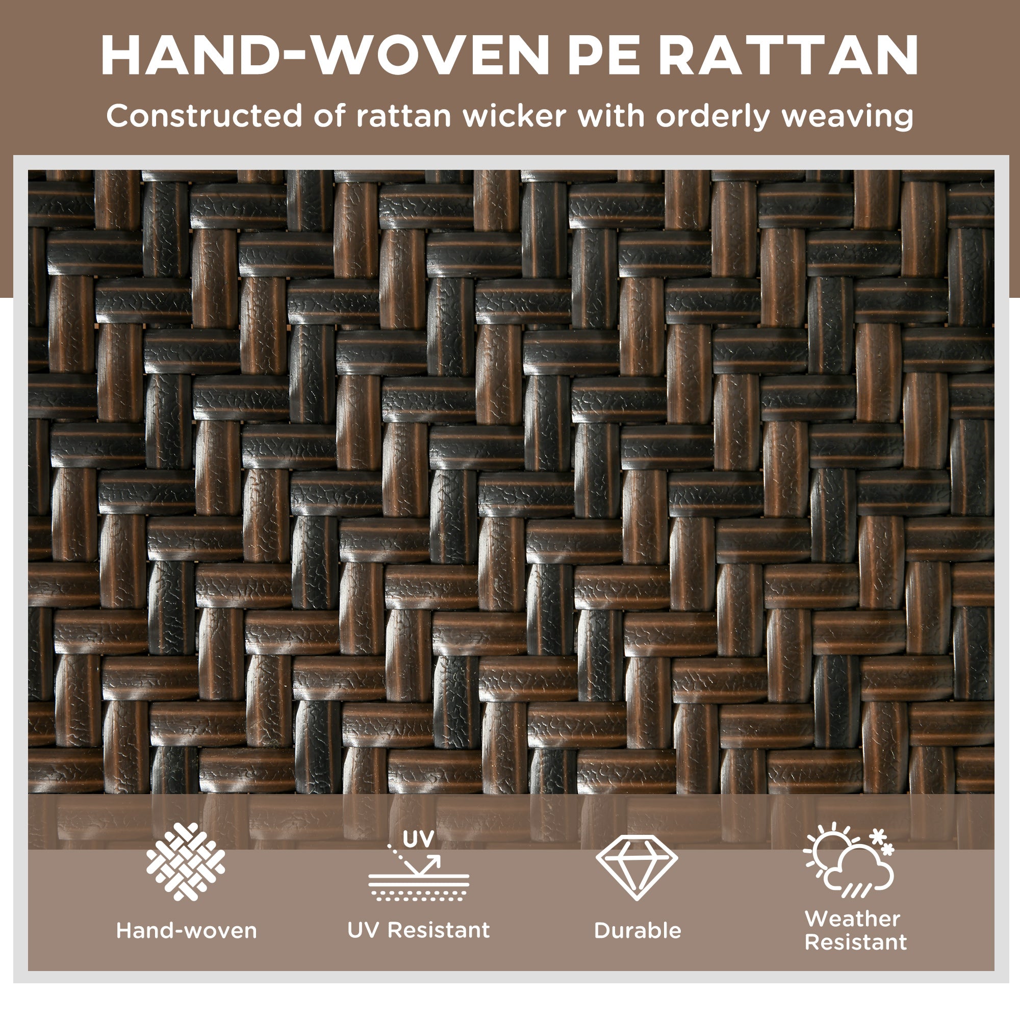 Outsunny Patio Lounger Chair, Outdoor Steel Frame PE Rattan Wicker Sun Lounger w/ 5-Position Backrest and Wheels for Sun Room, Garden, Poolside, Brown