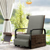 Outsunny Outdoor Recliner Chair, Reclining Outdoor Lounge Chair with Adjustable Backrest and Footrest, Wicker Chair with Flip Side Table, Aluminum Armrests and Cushion, Light Grey