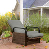 Outsunny Outdoor Recliner Chair, Reclining Outdoor Lounge Chair with Adjustable Backrest and Footrest, Wicker Chair with Flip Side Table, Aluminum Armrests and Cushion, Light Grey
