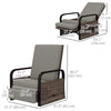 Outsunny Outdoor Recliner Chair, Reclining Outdoor Lounge Chair with Adjustable Backrest and Footrest, Wicker Chair with Flip Side Table, Aluminum Armrests and Cushion, Light Grey