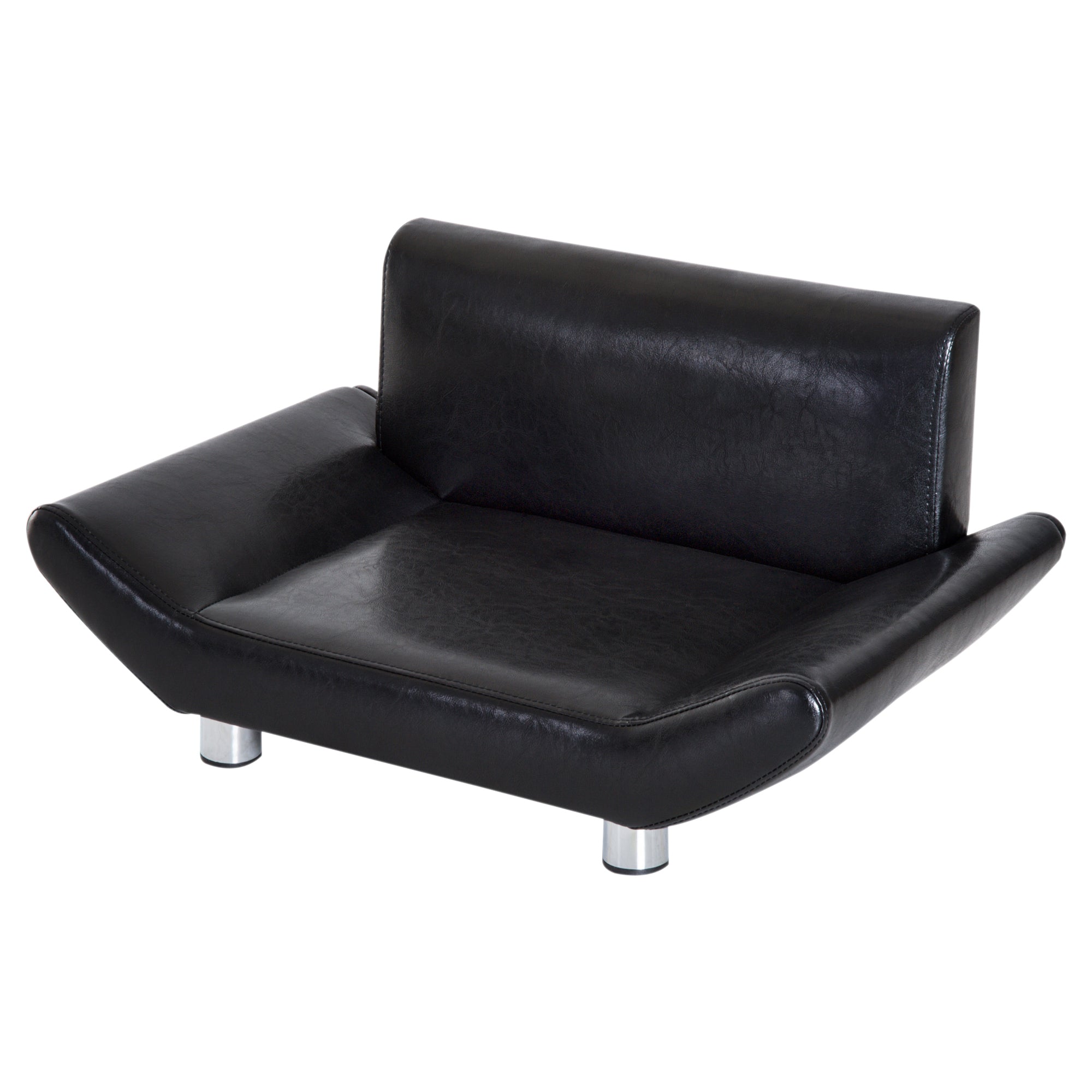 PawHut Pet Sofa Chair Dog Cat Kitten Couch Bed Luxury Furniture Faux Leather Seater Black