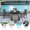 Outsunny 5pc Patio Garden Table Set Outdoor Furniture Dining Set w/ Metal Slat Finish and 1.75" Umbrella Hole for Backyard Porch, Grey