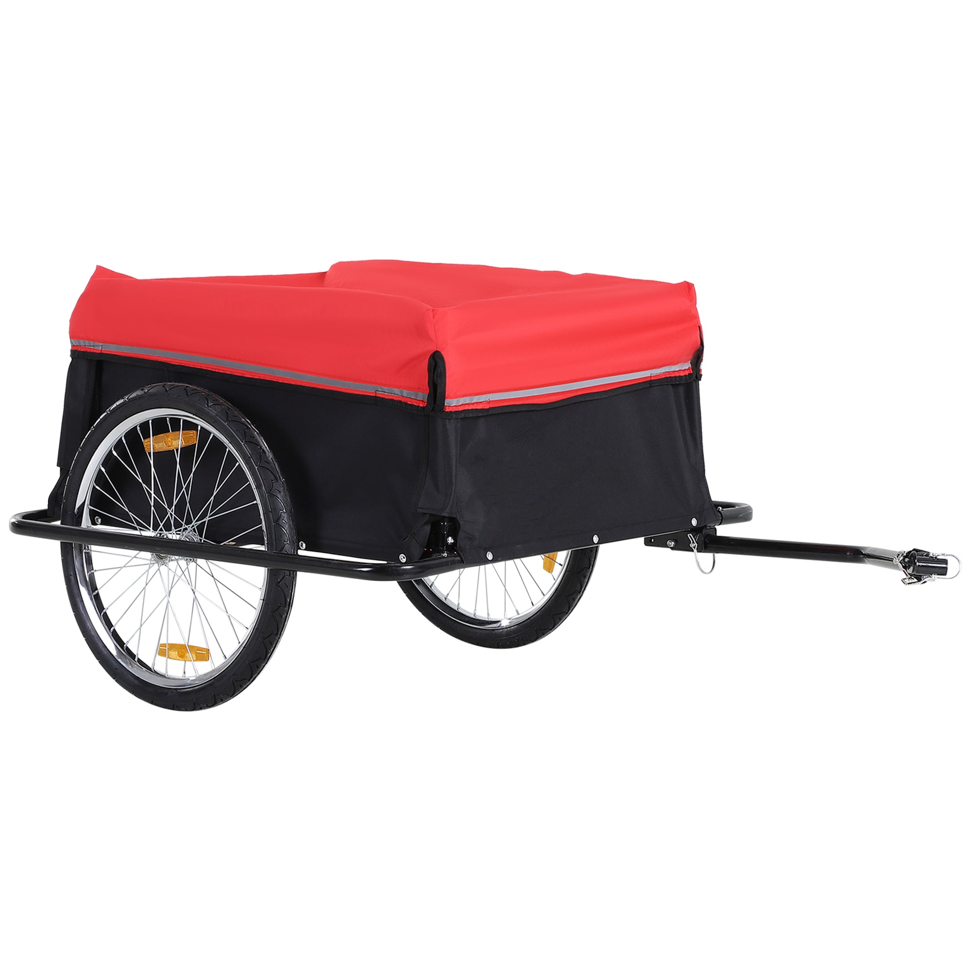 Aosom Folding Bicycle Cargo Trailer Cart Carrier Garden Use w/ Quick Release, Cover, Black/Red