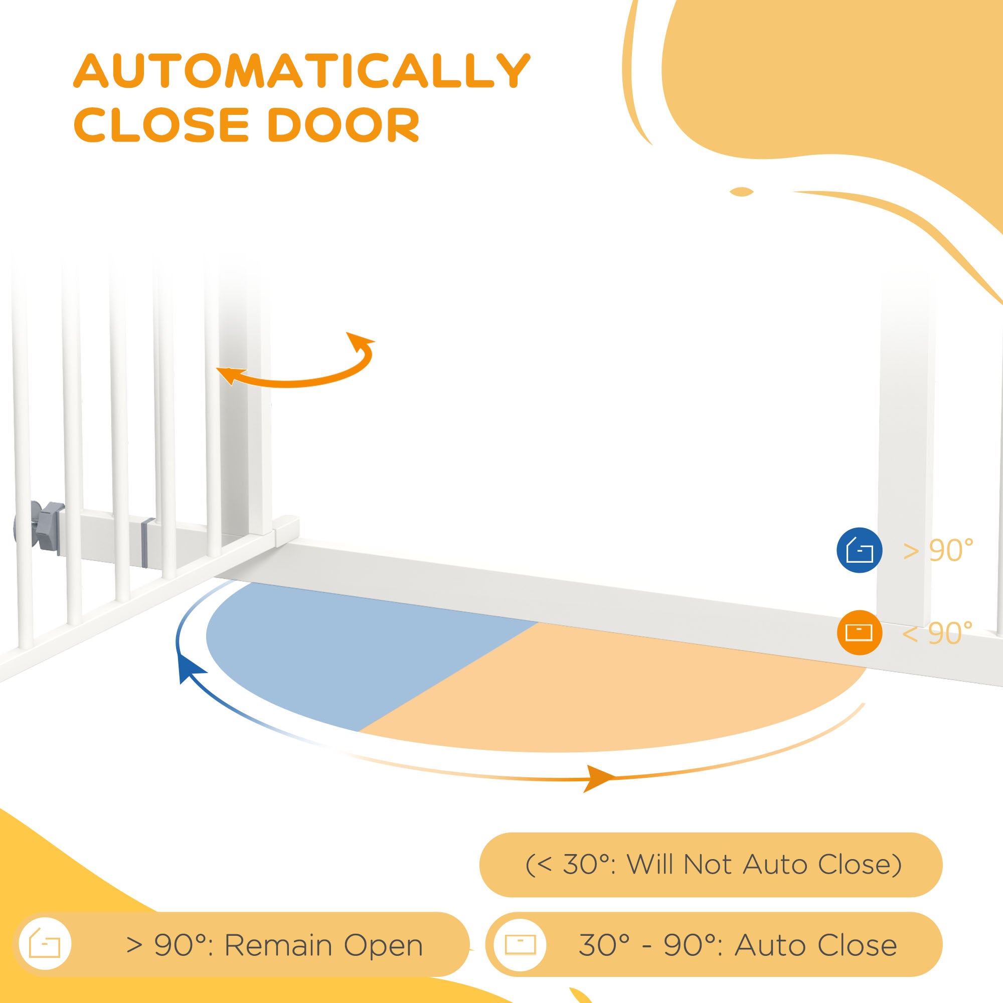 PawHut Dog Stair Gate, Pressure Fit Safety Gate with Automatic Closing System, Pet Barrier with Double Locking, for Stairs, Doors and Hallways, for Width 74-100cm - White