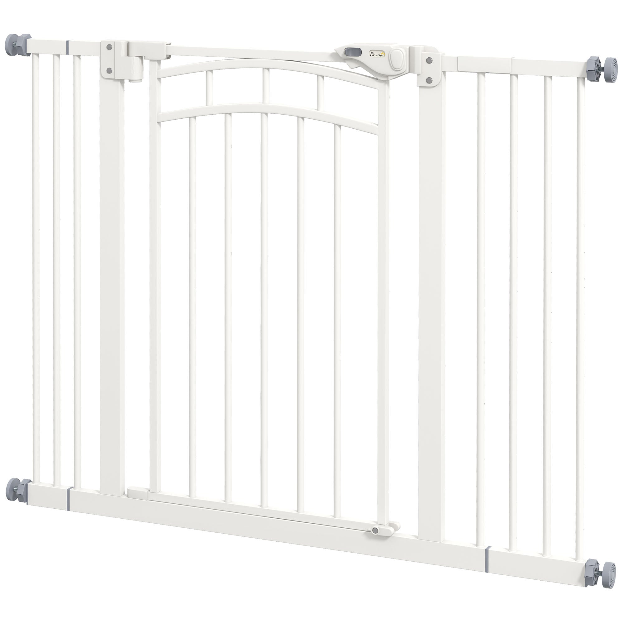 PawHut Dog Stair Gate, Pressure Fit Safety Gate with Automatic Closing System, Pet Barrier with Double Locking, for Stairs, Doors and Hallways, for Width 74-100cm - White