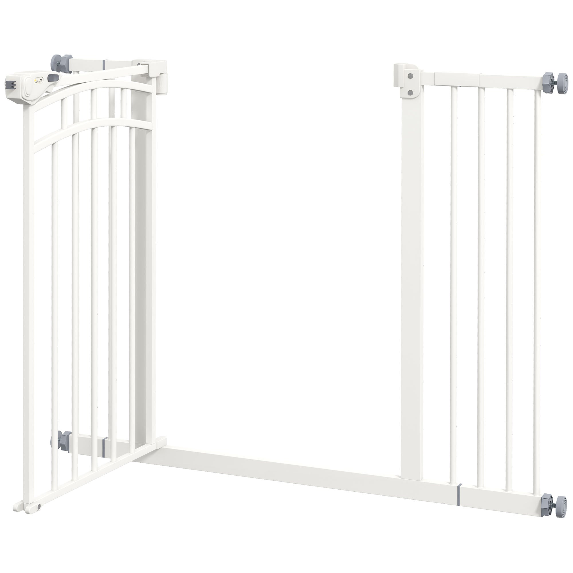 PawHut Dog Stair Gate, Pressure Fit Safety Gate with Automatic Closing System, Pet Barrier with Double Locking, for Stairs, Doors and Hallways, for Width 74-100cm - White
