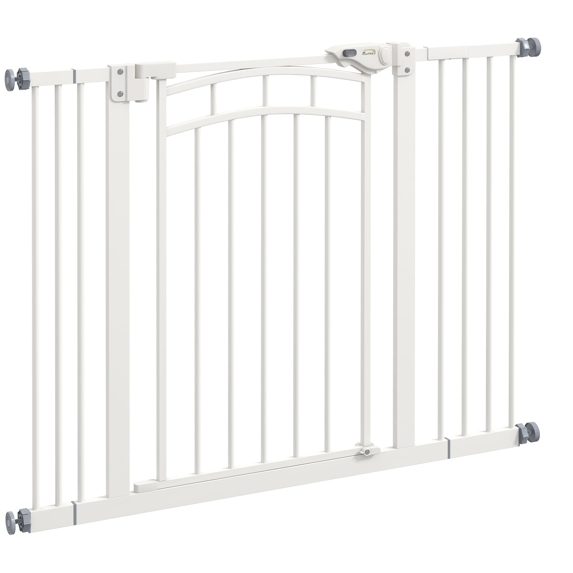 PawHut Dog Stair Gate, Pressure Fit Safety Gate with Automatic Closing System, Pet Barrier with Double Locking, for Stairs, Doors and Hallways, for Width 74-100cm - White