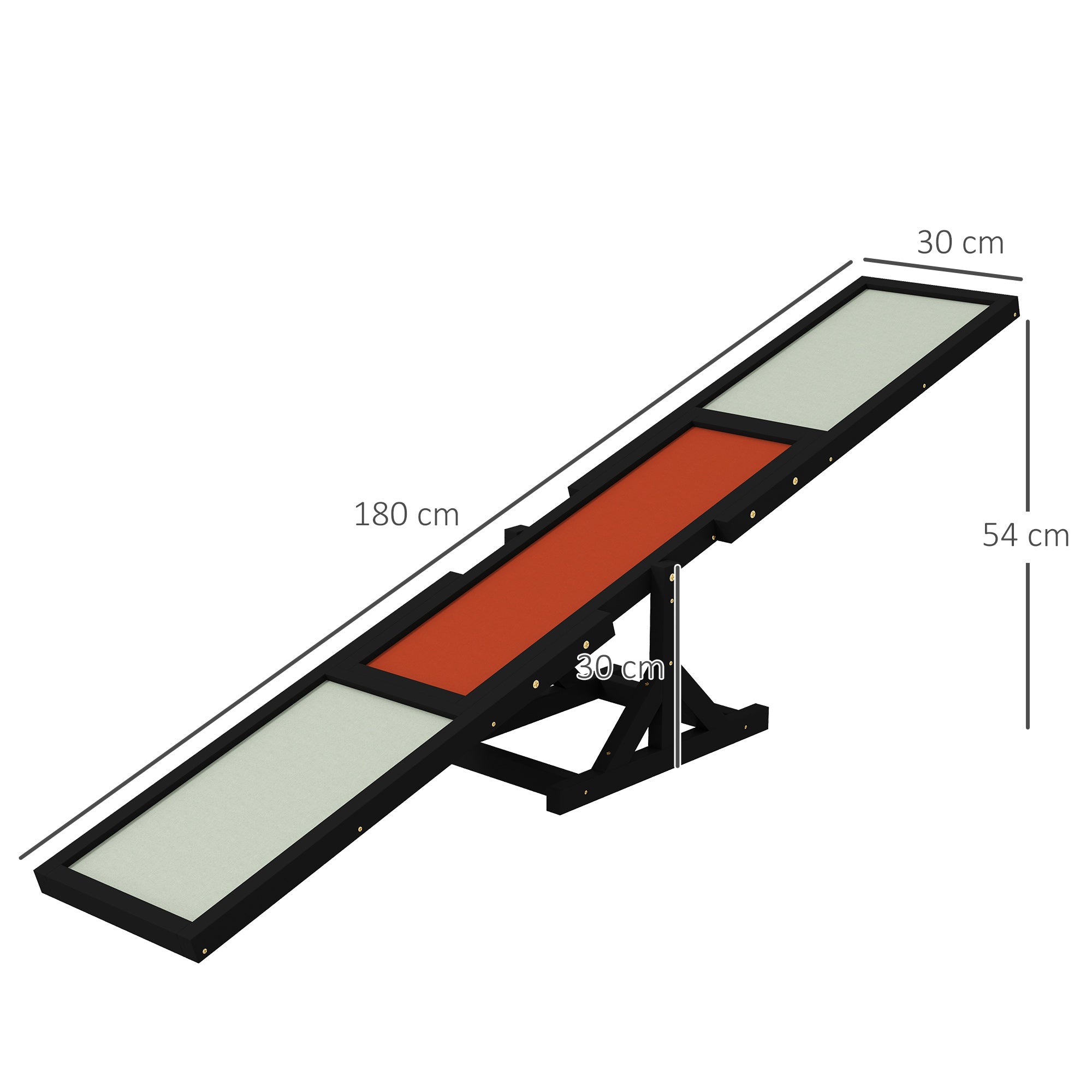 PawHut Wooden Pet Seesaw for Big Dogs, Agility Training Equipment for Dogs with Anti-Slip surface, 180 x 30 x 30cm - Black